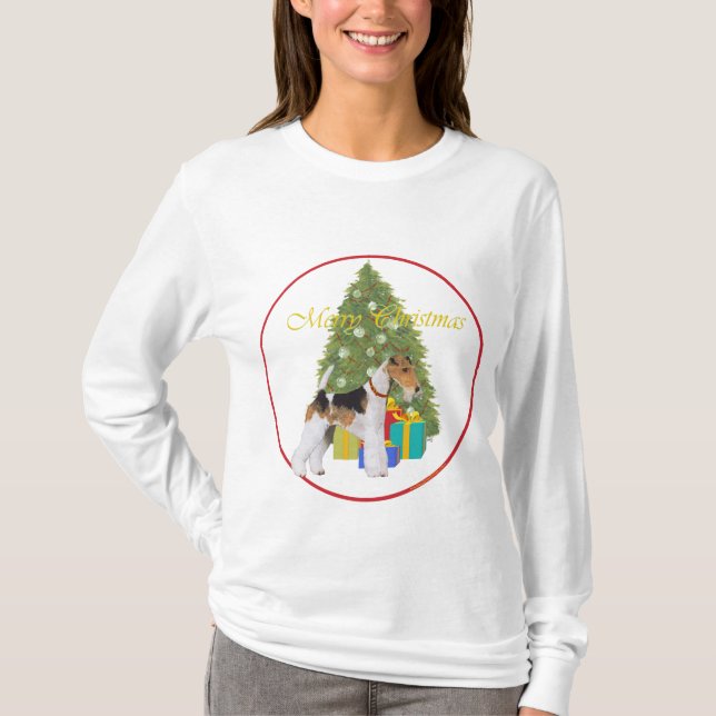 Wire Fox Terrier Christmas T-Shirt (Front)