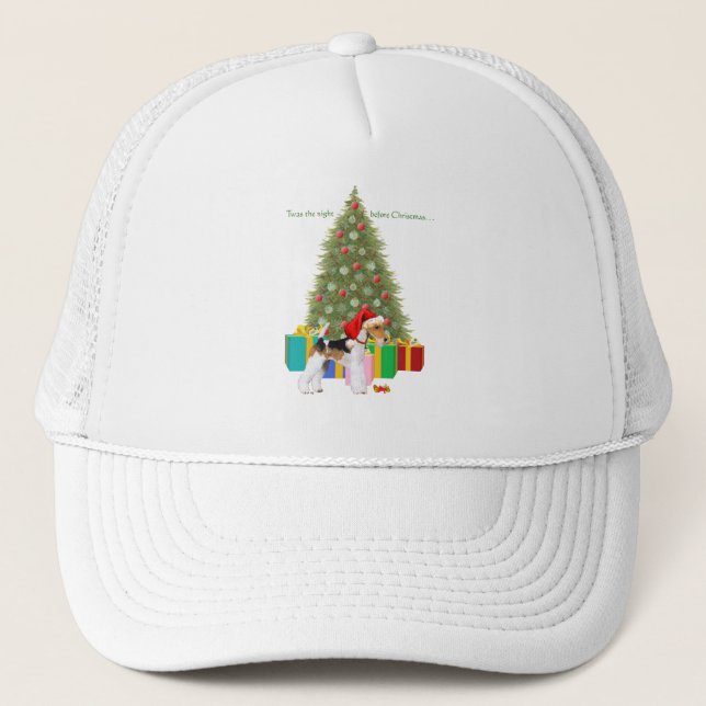 Wire Fox Terrier Christmas Trucker Hat (Front)