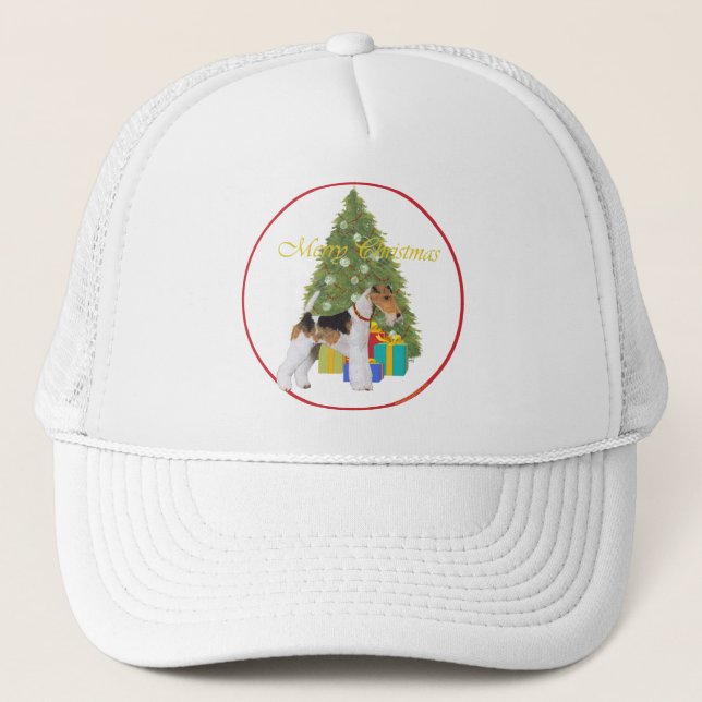Wire Fox Terrier Christmas Trucker Hat (Front)