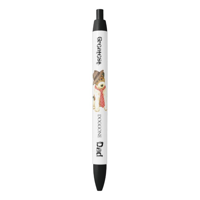 Wire Fox Terrier Dad Black Ink Pen (Front Vertical)