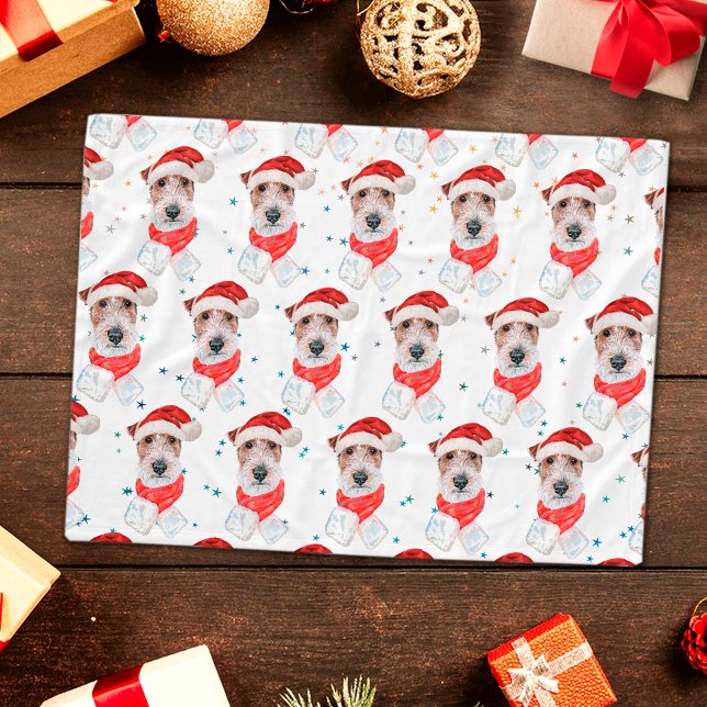 Wire Fox Terrier Dog Breed Christmas Stars Fleece Blanket (Creator Uploaded)