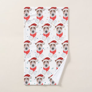 Wire Fox Terrier Dog Breed Christmas Stars Hand Towel