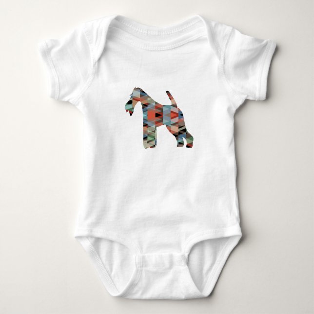 Wire Fox Terrier Dog Breed Geo Silhouette Plaid Baby Bodysuit (Front)