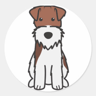 Wire Fox Terrier Dog Cartoon Classic Round Sticker
