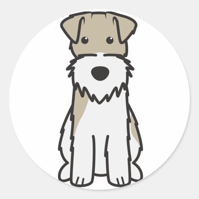 Wire Fox Terrier Dog Cartoon Classic Round Sticker (Front)