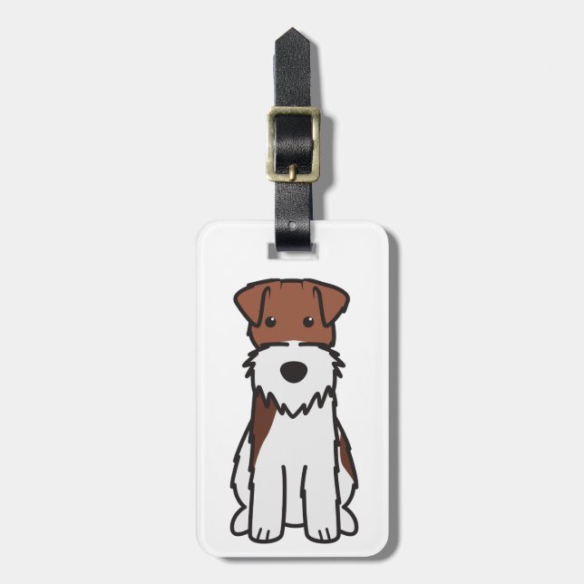 Wire Fox Terrier Dog Cartoon Luggage Tag (Front Vertical)