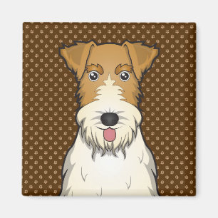 Wire Fox Terrier Dog Cartoon Paws Magnet