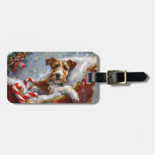 Wire Fox Terrier Dog Christmas Festive Luggage Tag