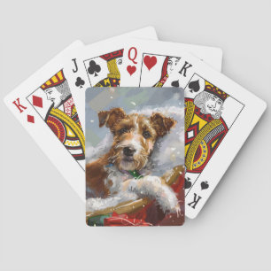 Wire Fox Terrier Dog Christmas Festive  Playing Cards