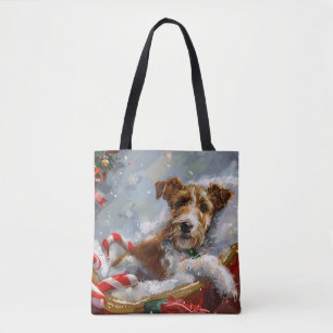 Wire Fox Terrier Dog Christmas Festive Tote Bag