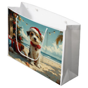 Wire Fox Terrier Dog Christmas Vintage Beach Large Gift Bag