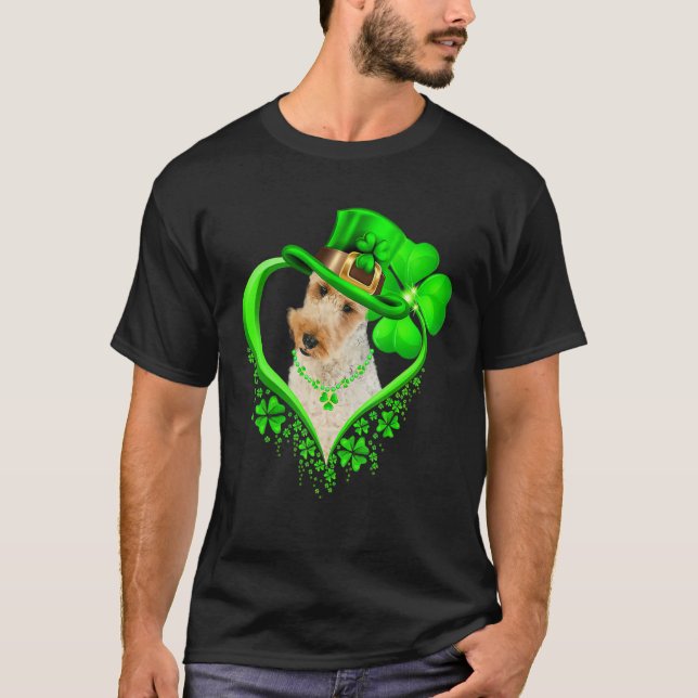Wire Fox Terrier Dog St Patricks Day Lover Irish S T-Shirt (Front)