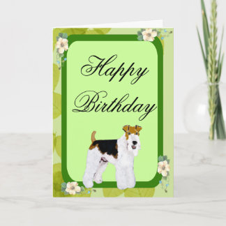 Wire Fox Terrier - Green Leaves Design Card