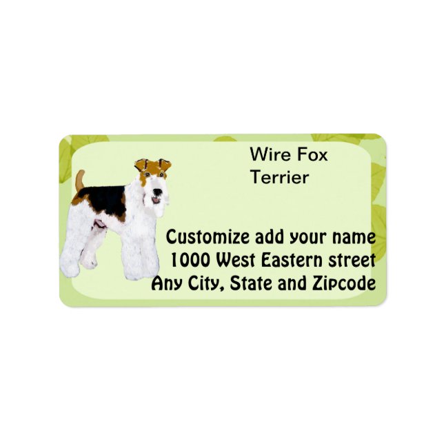 Wire Fox Terrier - Green Leaves Design Label (Front)