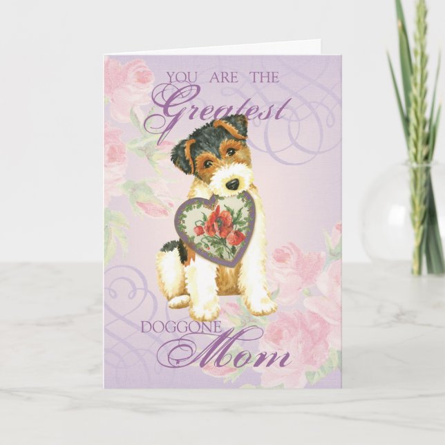 Wire Fox Terrier Heart Mum Card (Front)