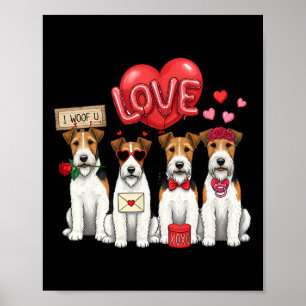 Wire Fox Terrier I Woof You Bow Sungles Heart Vale Poster