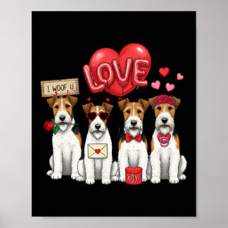 Wire Fox Terrier I Woof You Bow Sungles Heart Vale Poster