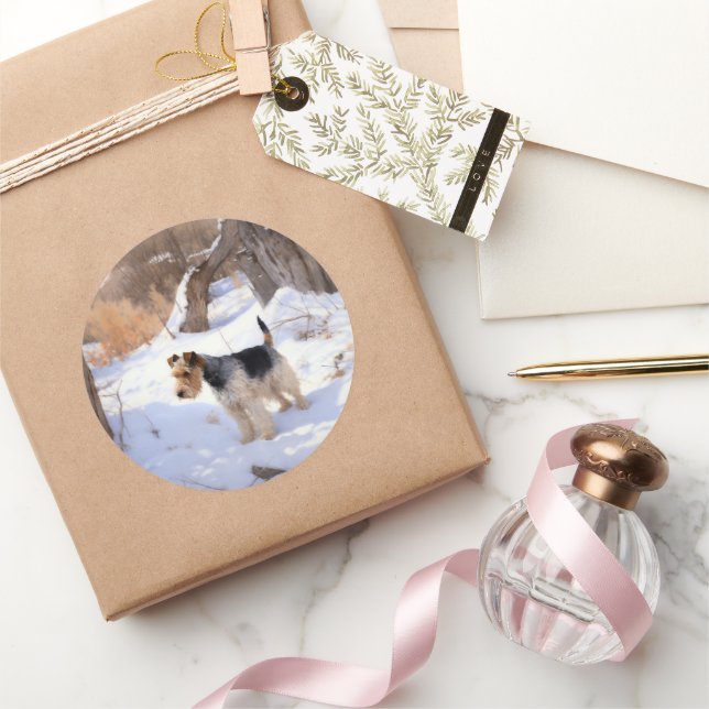 Wire Fox Terrier Let It Snow Christmas  Classic Round Sticker (Gifting)