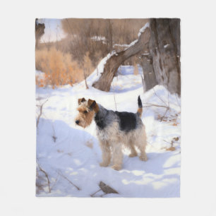 Wire Fox Terrier Let It Snow Christmas Fleece Blanket