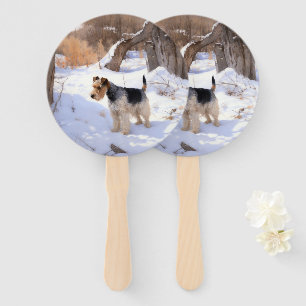 Wire Fox Terrier Let It Snow Christmas Hand Fan