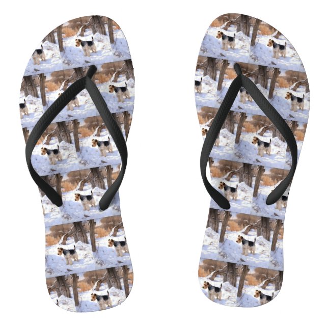 Wire Fox Terrier Let It Snow Christmas  Jandals (Footbed)