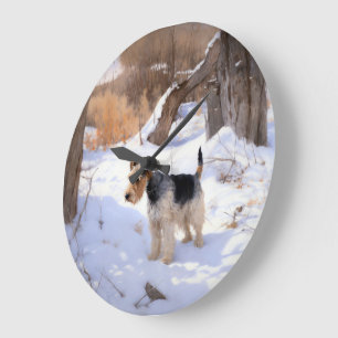Wire Fox Terrier Let It Snow Christmas  Large Clock