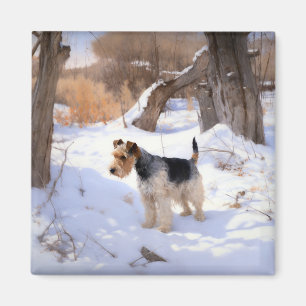 Wire Fox Terrier Let It Snow Christmas Magnet