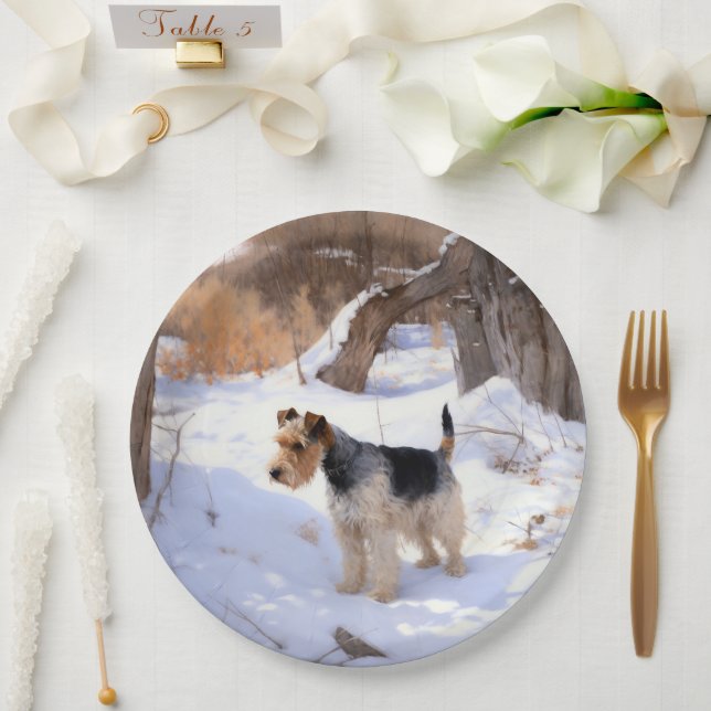 Wire Fox Terrier Let It Snow Christmas  Paper Plate (Wedding)