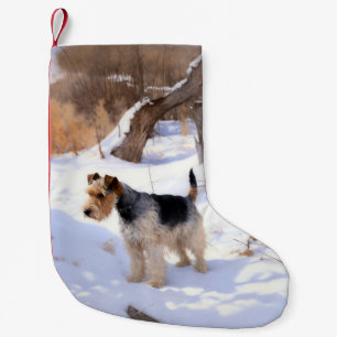 Wire Fox Terrier Let It Snow Christmas  Small Christmas Stocking