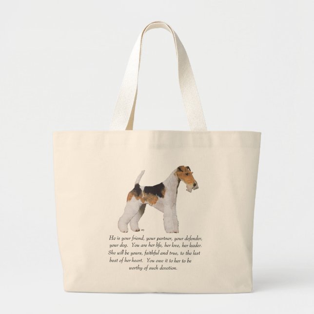 Wire Fox Terrier Memory / Dedication MALE Large Tote Bag (Front)