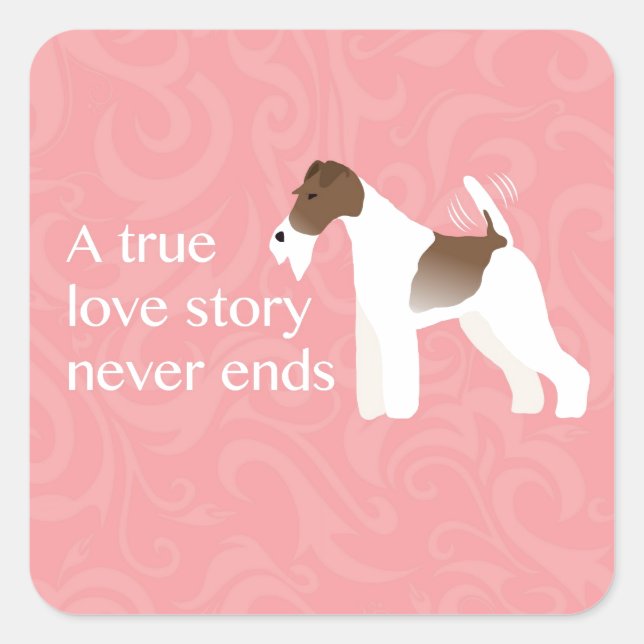 Wire Fox Terrier Minimalist Silhouette Design Square Sticker (Front)