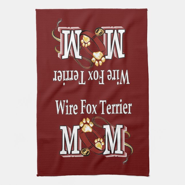 Wire Fox Terrier Mum Gifts Tea Towel (Vertical)