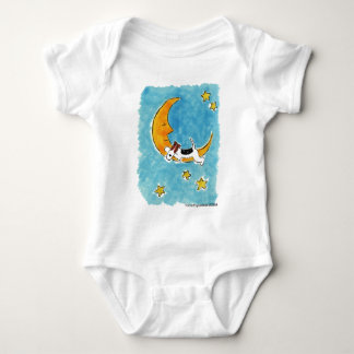 Wire fox terrier on the moon baby bodysuit