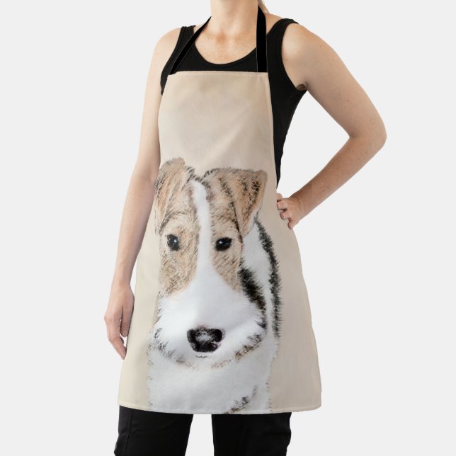 Wire Fox Terrier Painting - Cute Original Dog Art Apron (Insitu)