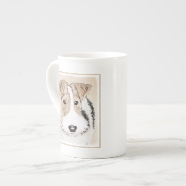 Wire Fox Terrier Painting - Cute Original Dog Art Bone China Mug (Front Left)