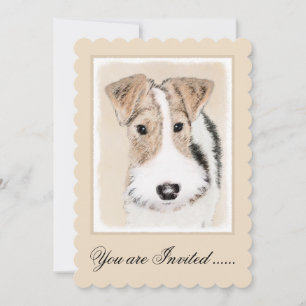 Wire Fox Terrier Painting - Cute Original Dog Art Invitation