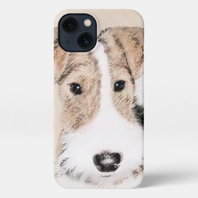 Wire Fox Terrier Painting - Cute Original Dog Art iPhone Case (Back)