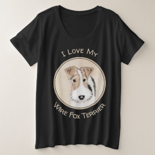 Wire Fox Terrier Painting - Cute Original Dog Art Plus Size T-Shirt