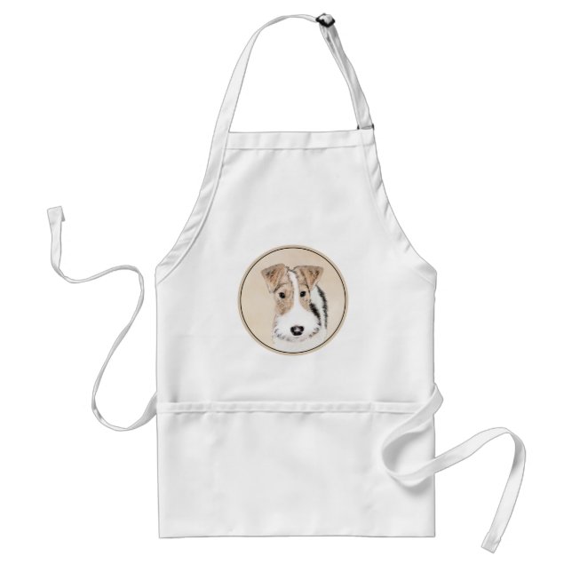Wire Fox Terrier Painting - Cute Original Dog Art Standard Apron (Front)