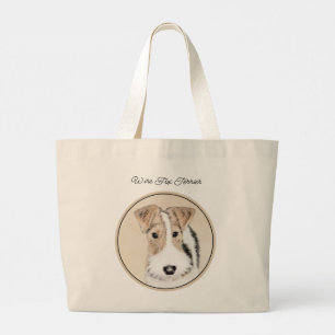 Wire Fox Terrier Painting tricolor WFT Pet Dog Art Large Tote Bag