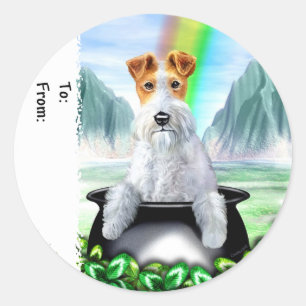 Wire Fox Terrier Pot O Gold Classic Round Sticker