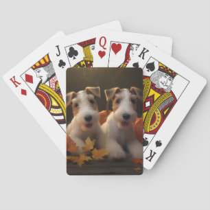 Wire Fox Terrier Puppy Autumn Delight Pumpkin Playing Cards