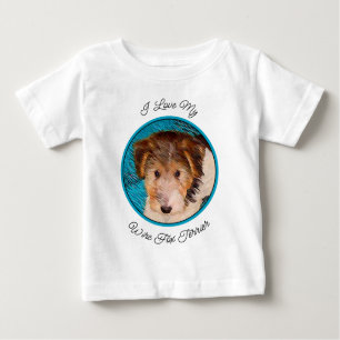 Wire Fox Terrier Puppy Painting - Original Dog Art Baby T-Shirt