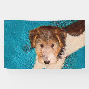 Wire Fox Terrier Puppy Painting - Original Dog Art Banner