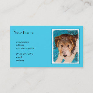 Wire Fox Terrier Puppy Painting - Original Dog Art Business Card