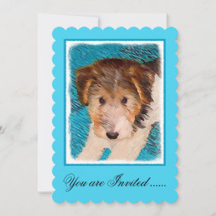Wire Fox Terrier Puppy Painting - Original Dog Art Invitation