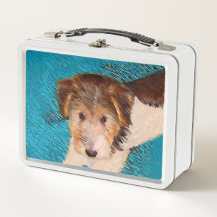 Wire Fox Terrier Puppy Painting - Original Dog Art Metal Lunch Box