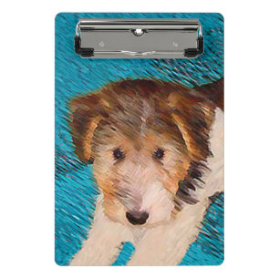 Wire Fox Terrier Puppy Painting - Original Dog Art Mini Clipboard
