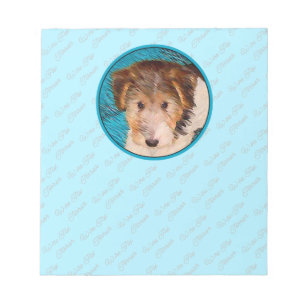 Wire Fox Terrier Puppy Painting - Original Dog Art Notepad
