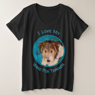Wire Fox Terrier Puppy Painting - Original Dog Art Plus Size T-Shirt
